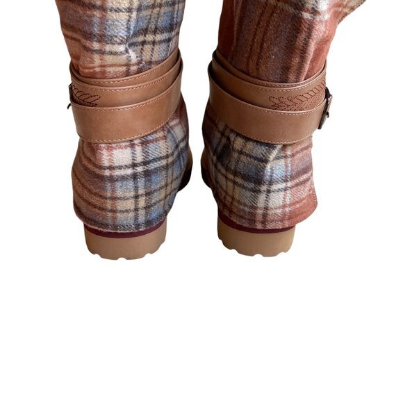 NWOT MUK LUKS Slope Nikki Boots Wear 3-Way Plaid Flannel Plush Western Boho-8W - Picture 9 of 16